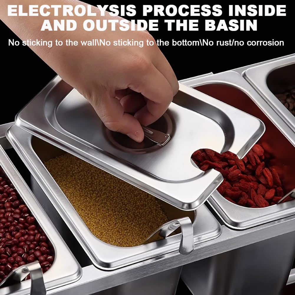 Especiero De Acero Inoxidable De 2 Niveles, con Tapa Y Cuchara, Dispensador De Especias Elevado Y Organizador Extraíble para Restaurantes.,D