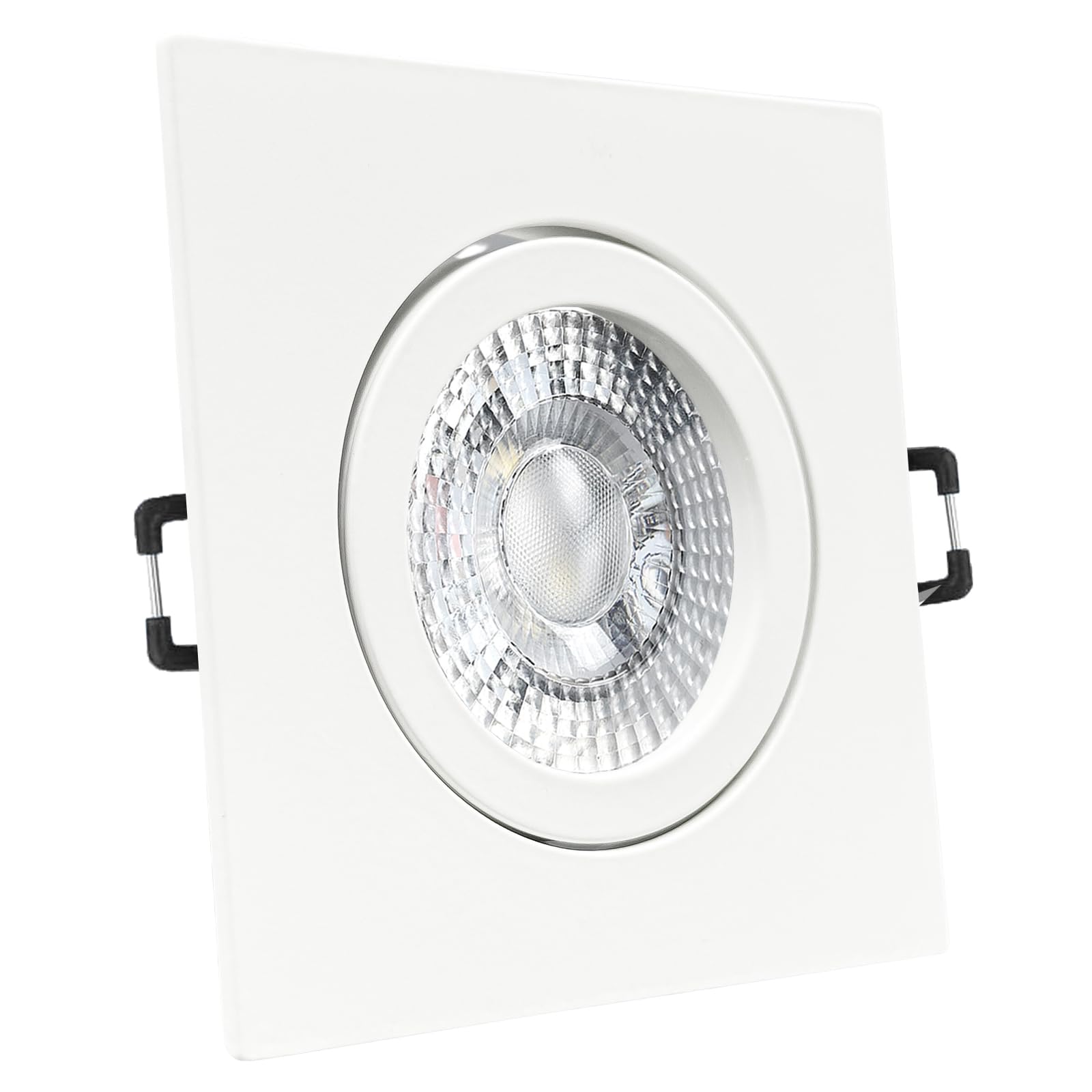 trendlights24 Carree-C LED Einbaustrahler Weiß 12er Set 7W dimmbar 230V | Decken Einbauleuchte, eckig, LED Spots, GU10, 38° Abstrahlwinkel, Neutralweiß, 4000K, austauschbar, Deckenspots, schwenkbar