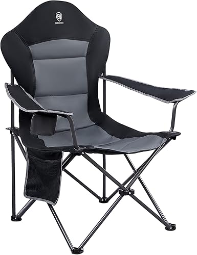 EVER ADVANCED Silla plegable de camping con respaldo alto acolchado, paquete de 2 sillas de césped portátiles de gran tamaño, ligeras, resistentes,