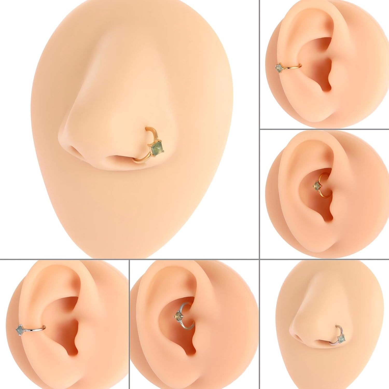 PEAKLINK 16G Septum Jewelry Septum Ring with Agate Daith Earring Surgical Steel Nose Hoop Ring Conch Cartilage Helix Tragus Rook Piercing Jewelry 8 mm 10 mm - Image 5