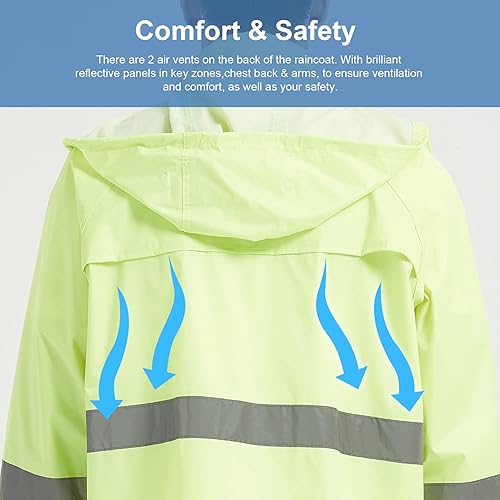 Miniatura 5 de Trajes de lluvia para hombres y mujeres, impermeables, transpirables con tira reflectante llamativa, equipo de lluvia duradero