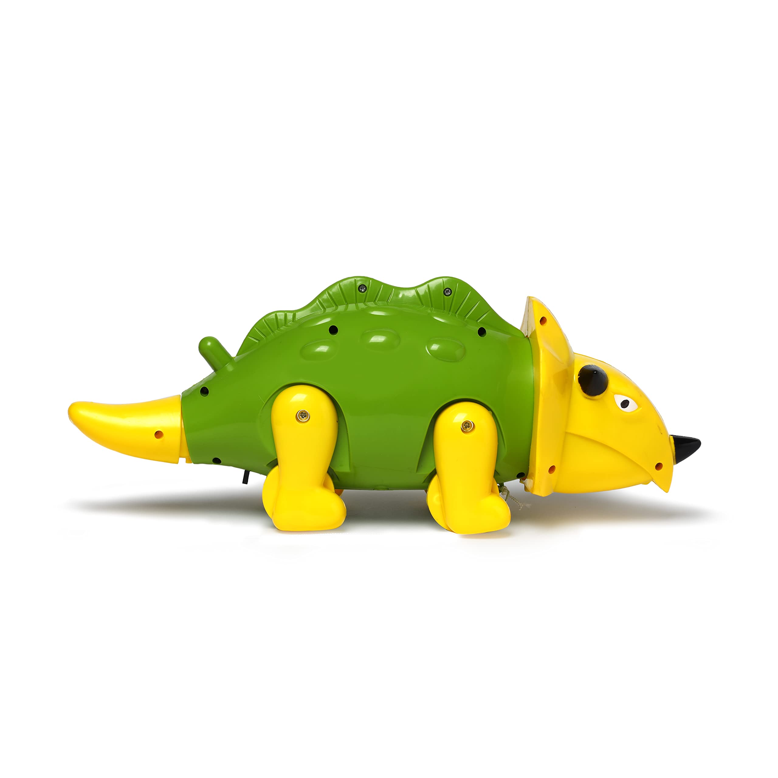 Toyzone Pull Along Triceratops Dinosaur | Plastic Pull Toy | Early Learning and Motor Skills Toys | Early Learning and Motor Skills Toy, 3Y+, Green & Yellow 3