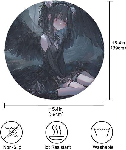 Miniatura 4 de Gothic Lolita Anime Circle placemats Washable placemats for Kitchen Table 15x15 in individuales para comedor
