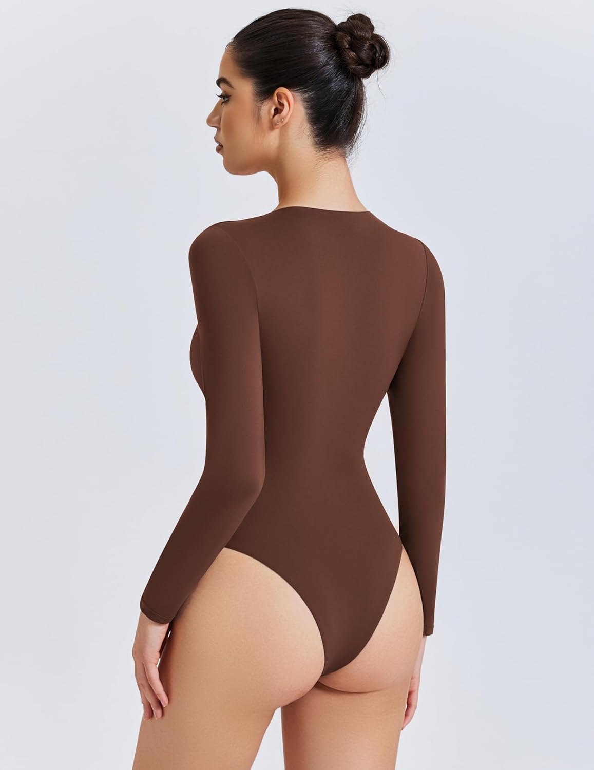 Avidlove Women's Sexy Sweetheart Neckline Bodysuit Tops Long Sleeve Double Lined Thong Body Suits Ruched Outfits - Image 6