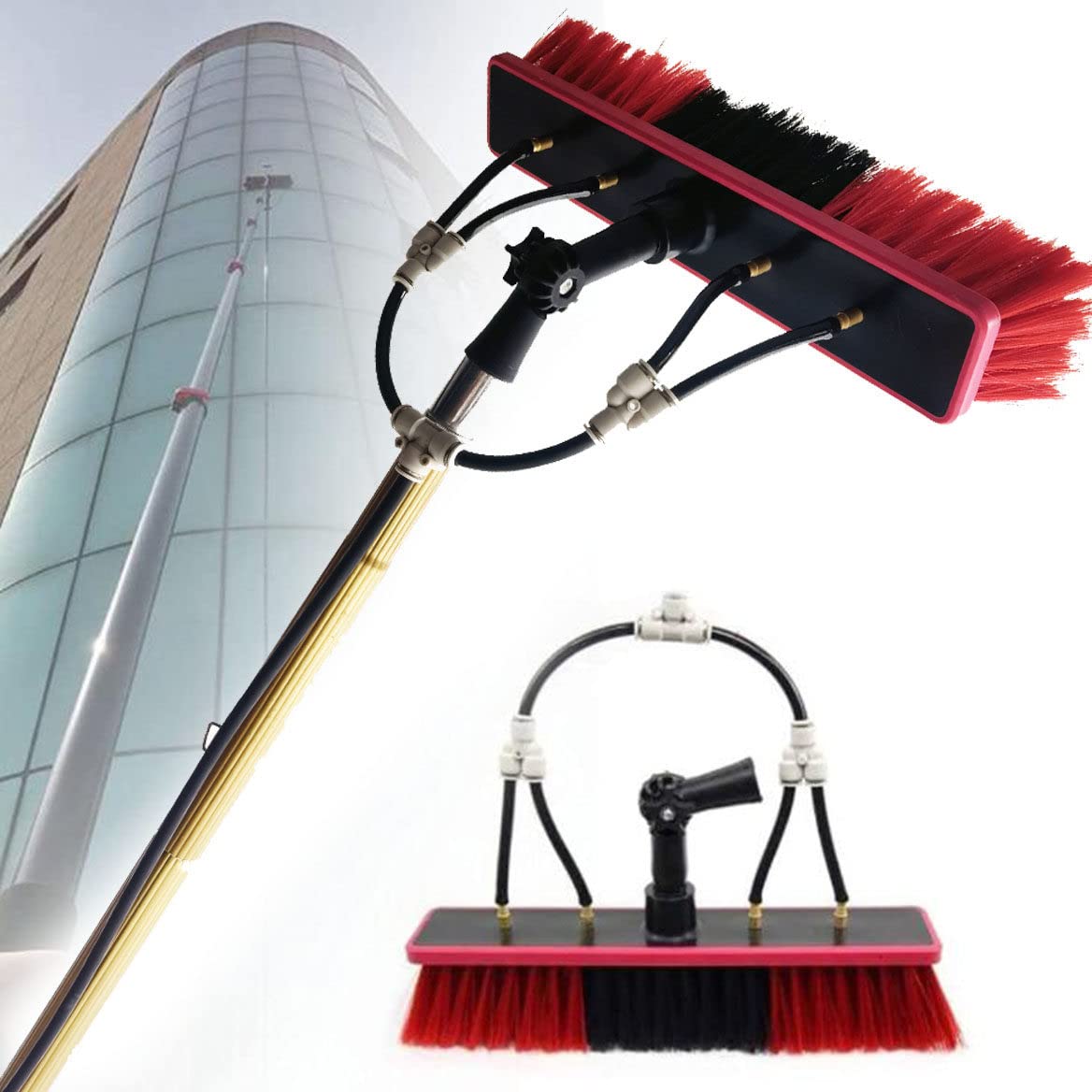 IUokLU Water Fed Pole Kit 9m, Window And Solar Cleaning Brush Extendable Cleaner, For Window, Photovoltaic Panel, Trucks Cleaning & Washing Tool(size 12FT)