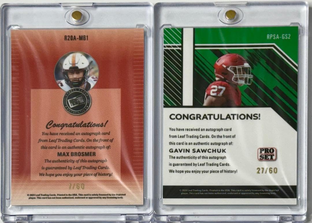 Max & Gavin Leaf Trading Cards Autograph Set, Max Brosmer & Gavin Sawchuk, Holographic Parallel, Limited Edition 27/60 & 7/60