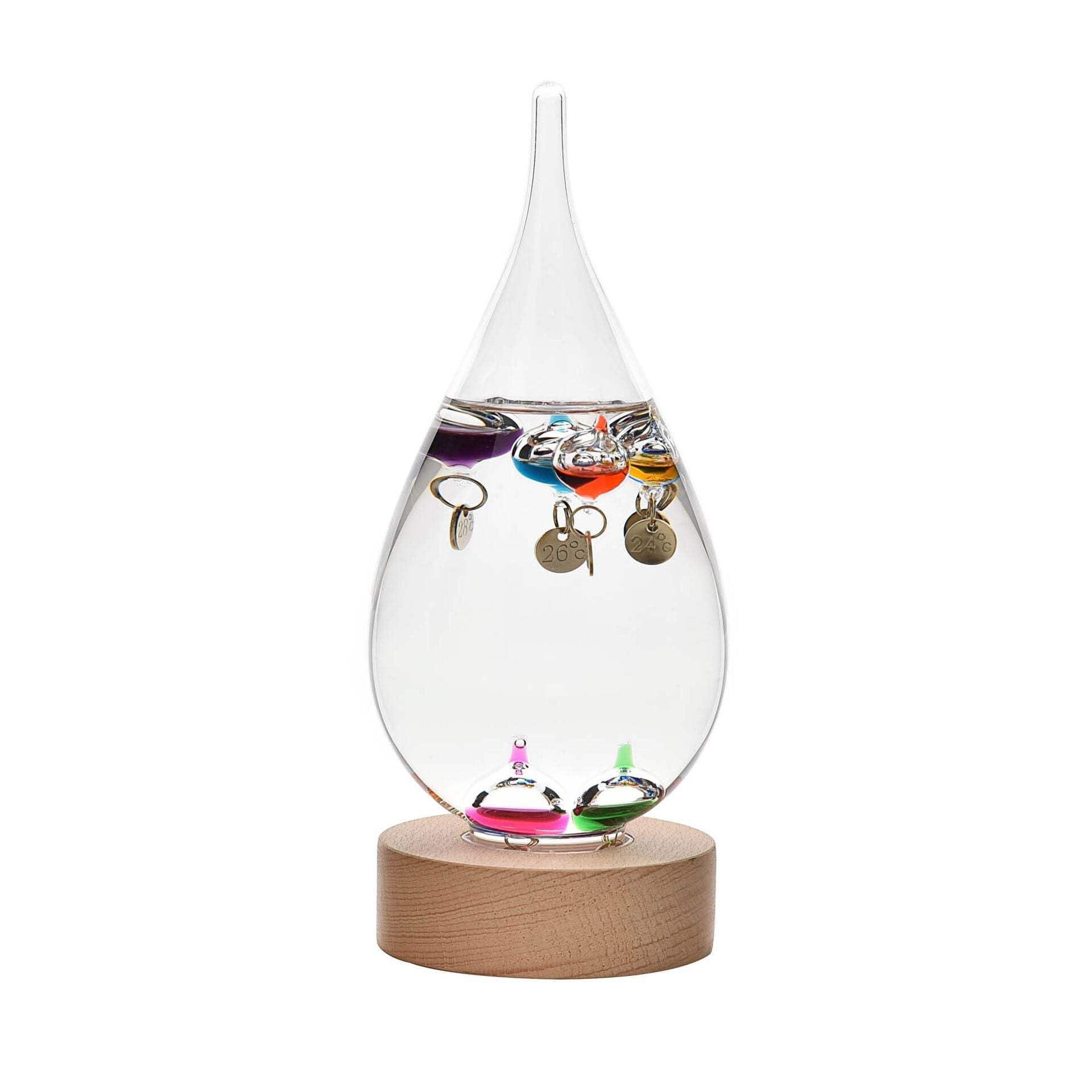 Widdop Thermomètre de Galilée sur support en bois Motif goutte