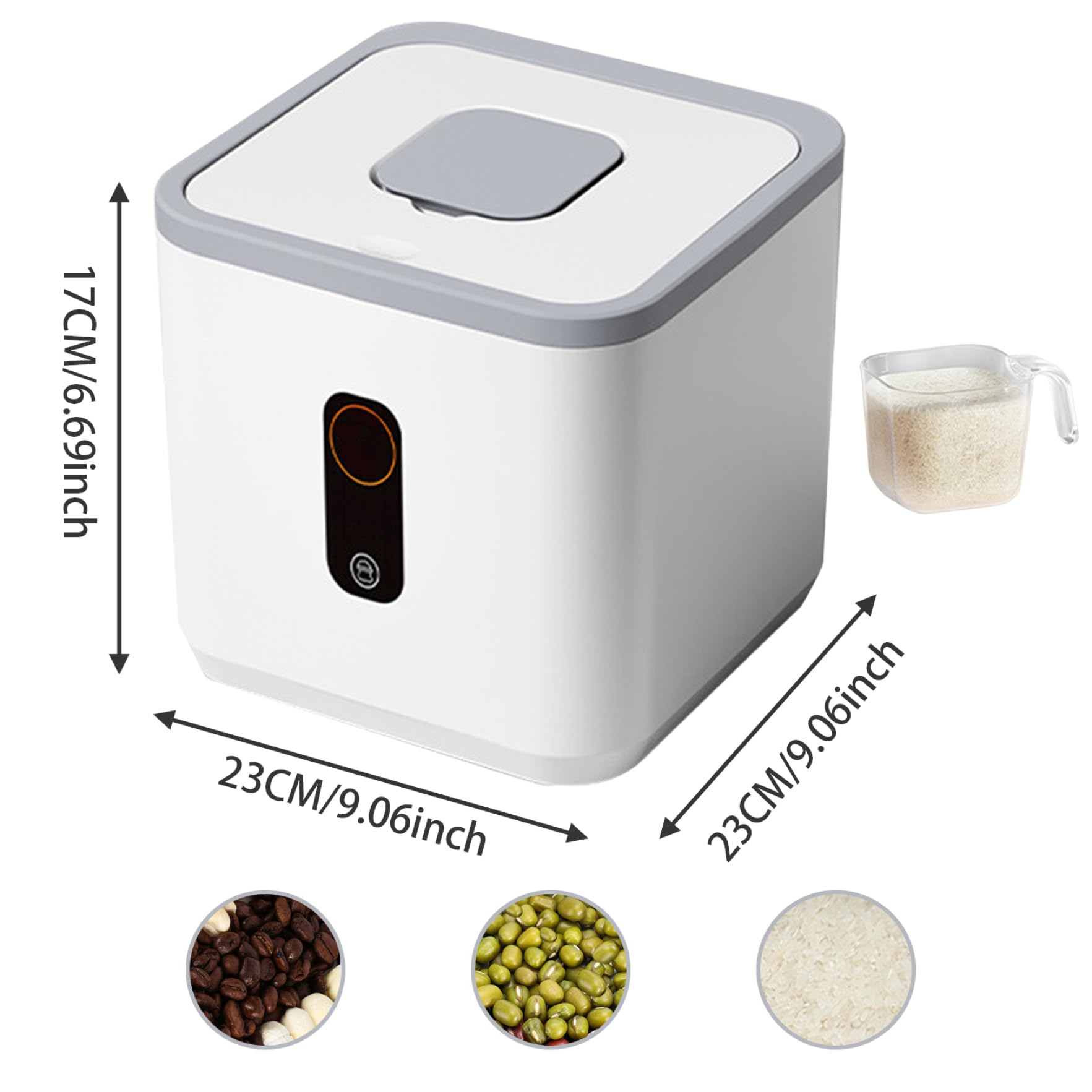 Reisbehälter 5 Kg Lebensmittelecht Feuchtigkeitsbeständig Doppelte Silikondichtung Müsli-reis-eimer Mit Messbecher Starke Belastung Hitzebeständig Reisaufbewahrung Reisbehälter Reisaufbewahrung