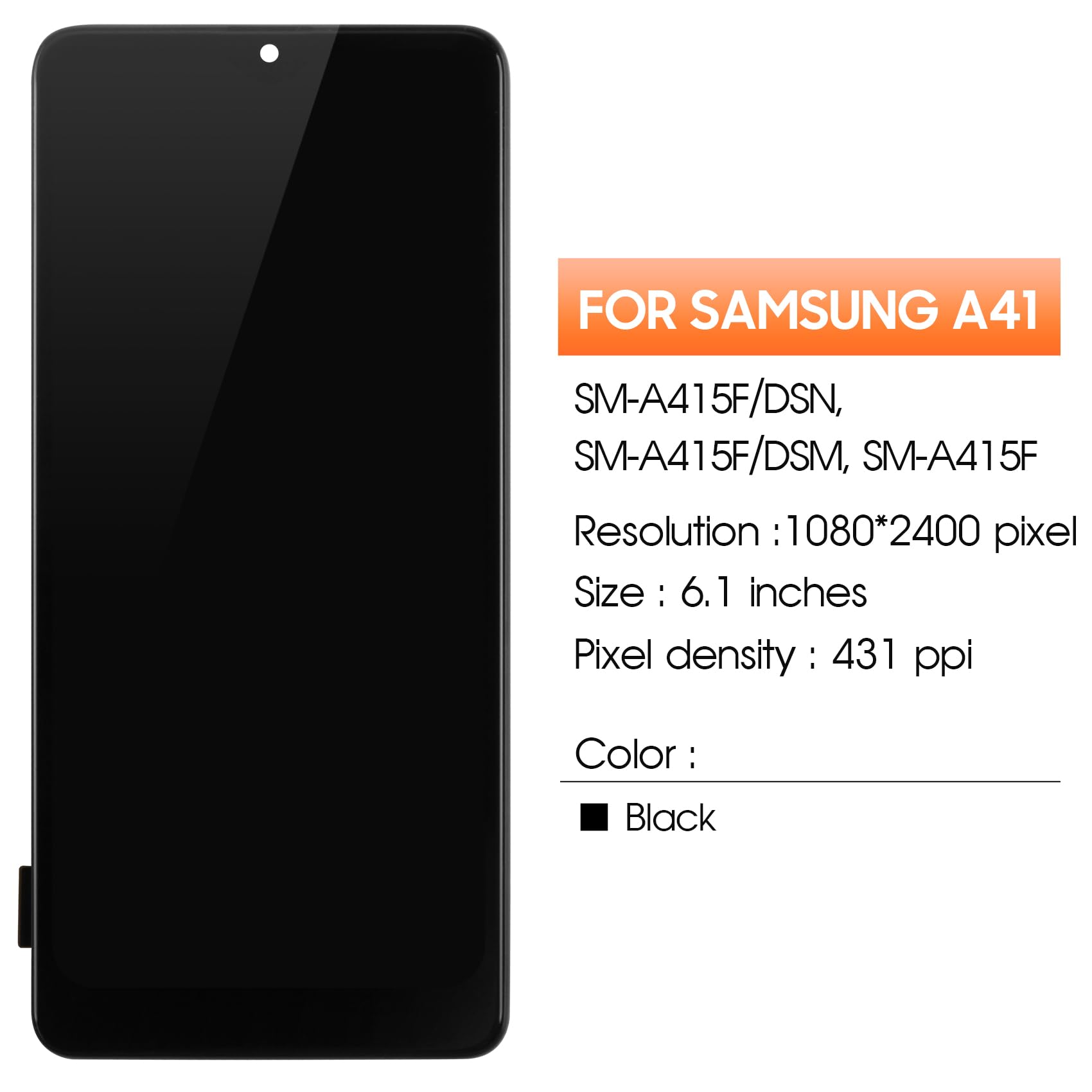 Wyświetlacz LCD do Samsung Galaxy A41 A415F - ekran SM-A415F SCV48 SC-41A Ekrany dotykowe wymiana pełnego zestawu (czarny z ramą)