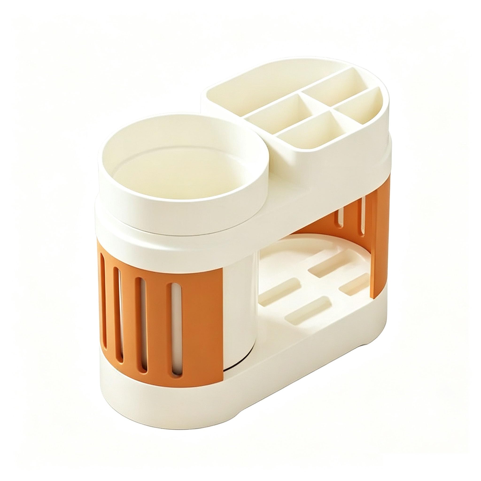 Toothbrush Holder Anti-slip Electric Toothbrush Holder For Bathroom Countertop,5Compartments、Hollow out design on both sides, dry and breathable (cream yellow, small)