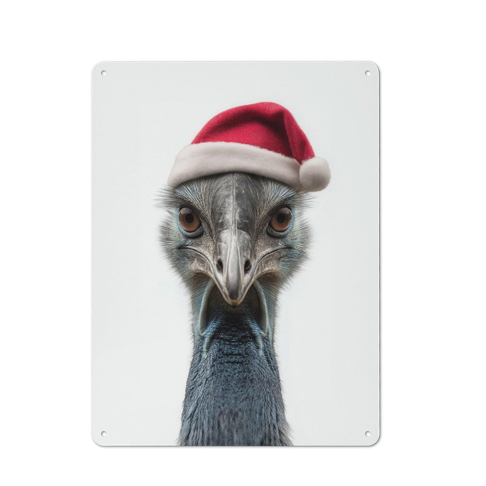Junmoney Festive Cassowary Portrait Rustic Tin Sign 40X30cm Featuring For Bar Or Restaurant, A Housewarming Gift For Bar Decor Enthusiasts