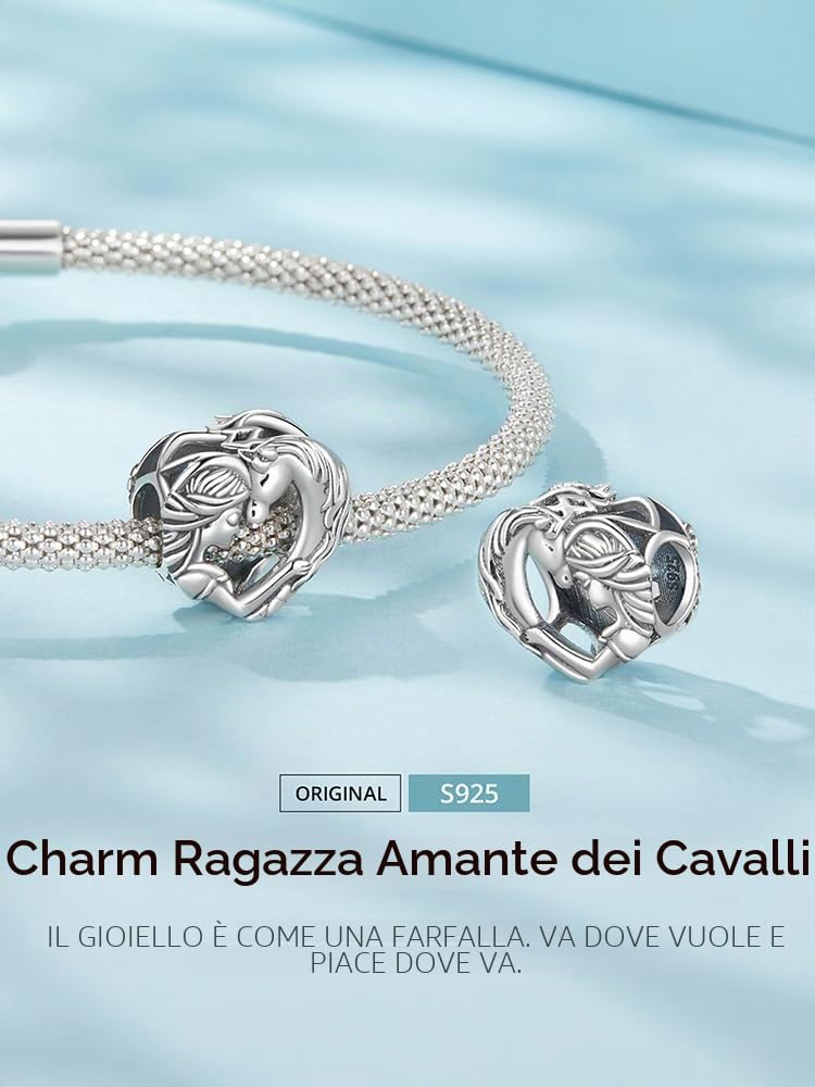 Le donne amano il ciondolo animale in argento Sterling 925, perla a forma di cuore, compatibile con bracciale Pandora Charm, keineKeine Größe verfügbar, Argento sterling, Zirconia cubica sintetica
