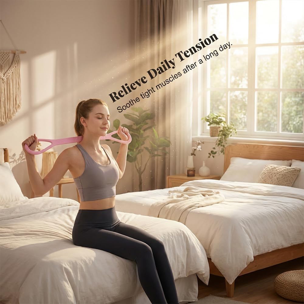 2026 New Figure 8 Resistance Band with Handles, Silicone Figure 8 Exercise Bands for Women Men, 20 lb Resistance Rubber Band for Arms Back Shoulder Stretch
