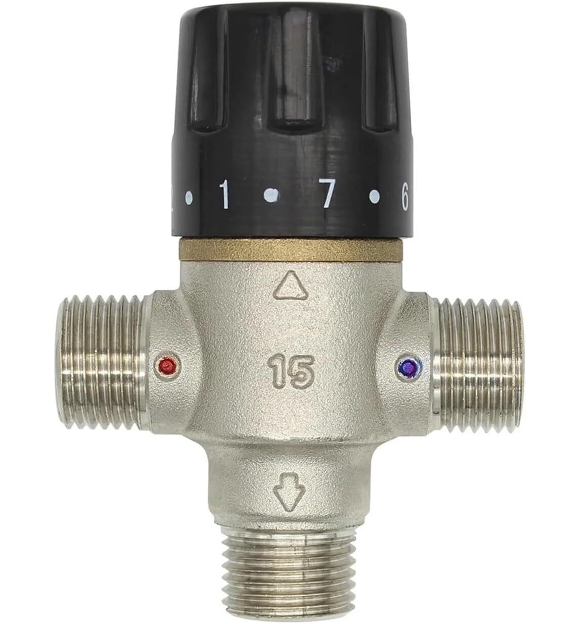 1pc Brass Thermostatic Mixing Valve for Solar Systems - Efficient Bathroom Faucet Temperature Control for DN15, DN20, DN25 Pipes(DN15)