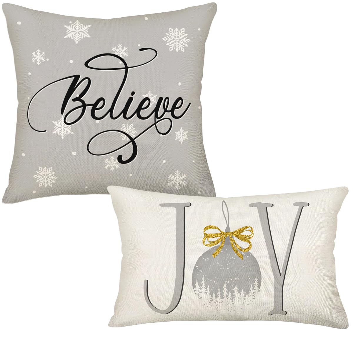 Set of 2 Christmas Throw Pillow Cover 18x18 Inch 12x20 Inch