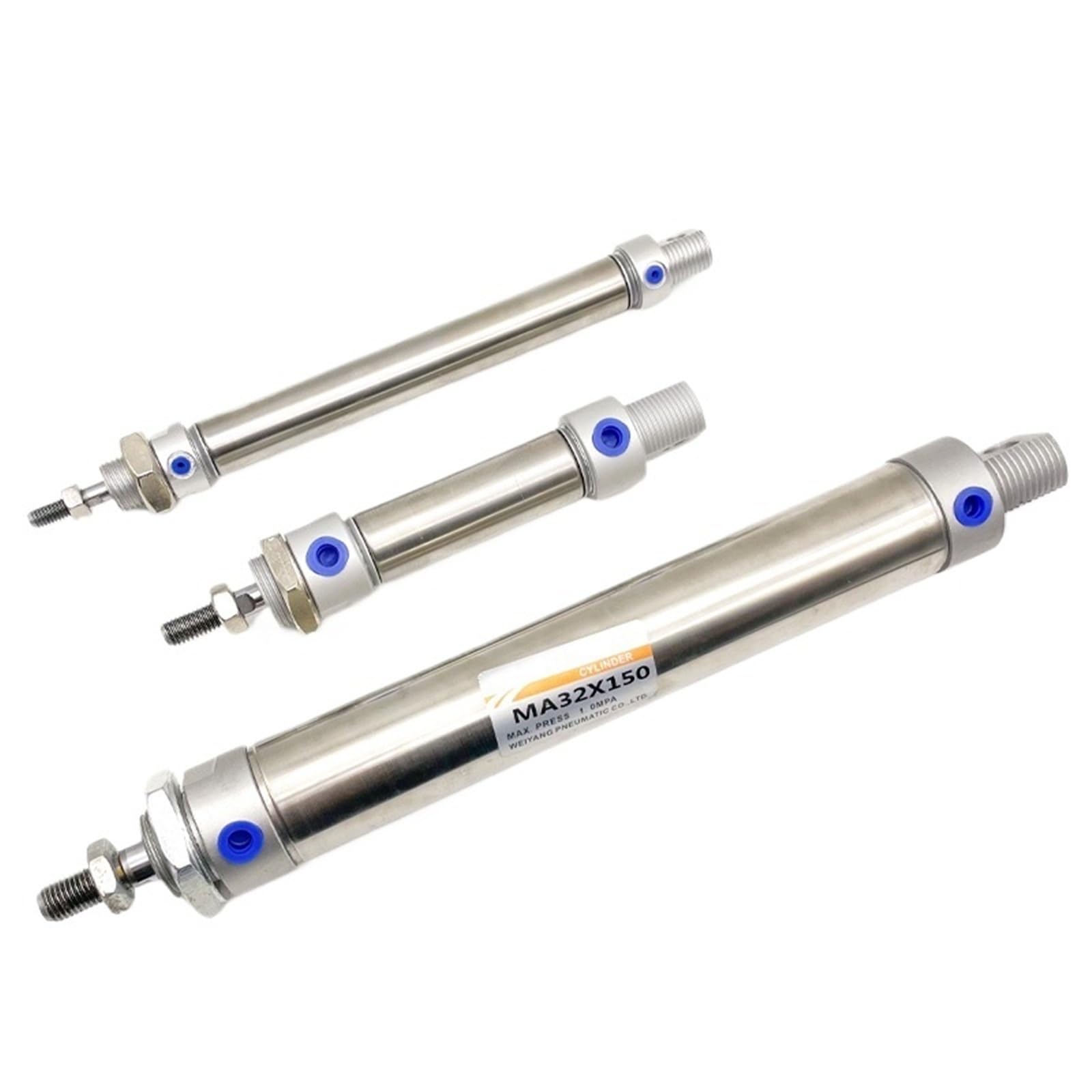 Vérin pneumatique mini MA40 anticorrosion inox course 175mm à piston magnétique