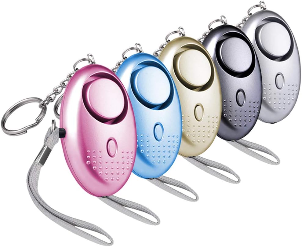 Deeram 5 PACK 145DB Emergency Personal Alarm Self-Defense Security Alarm Keychain with Bright LED Light Perfect for Women Kids and Elders, 5 COLOR