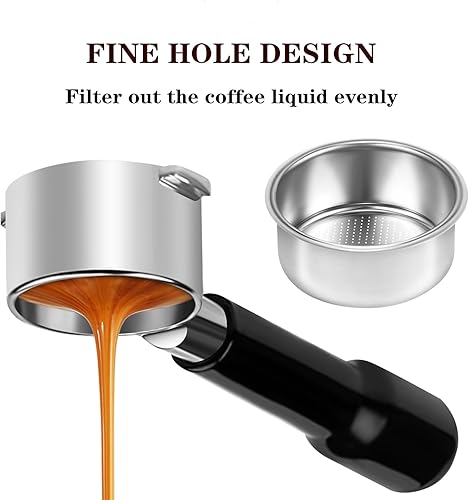 Miniatura 4 de Portafiltro sin fondo de 2 orejas de 2.008 in para máquina de café espresso Delonghi ECP3420EC155BCO430EC260ECP3120, cesta de acero inoxidable