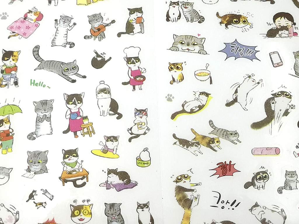 Kinteshun Cat & Rabbit Scrapbooking Stickers,Self-adhensive DIY Decorative Cartoon Animals Paster Decals Sticker for Scrapbooking or Card Making (12 Sheets with Different Patterns)