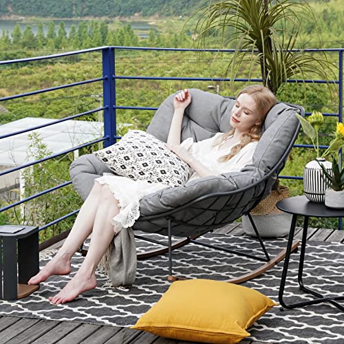 Grand Patio Rocking Chair Outdoor, E-Coated Papasan Rocking Chair With Cushion, Outdoor Rocker Recliner Chair For Patio Porch Garden Backyard thumb #5