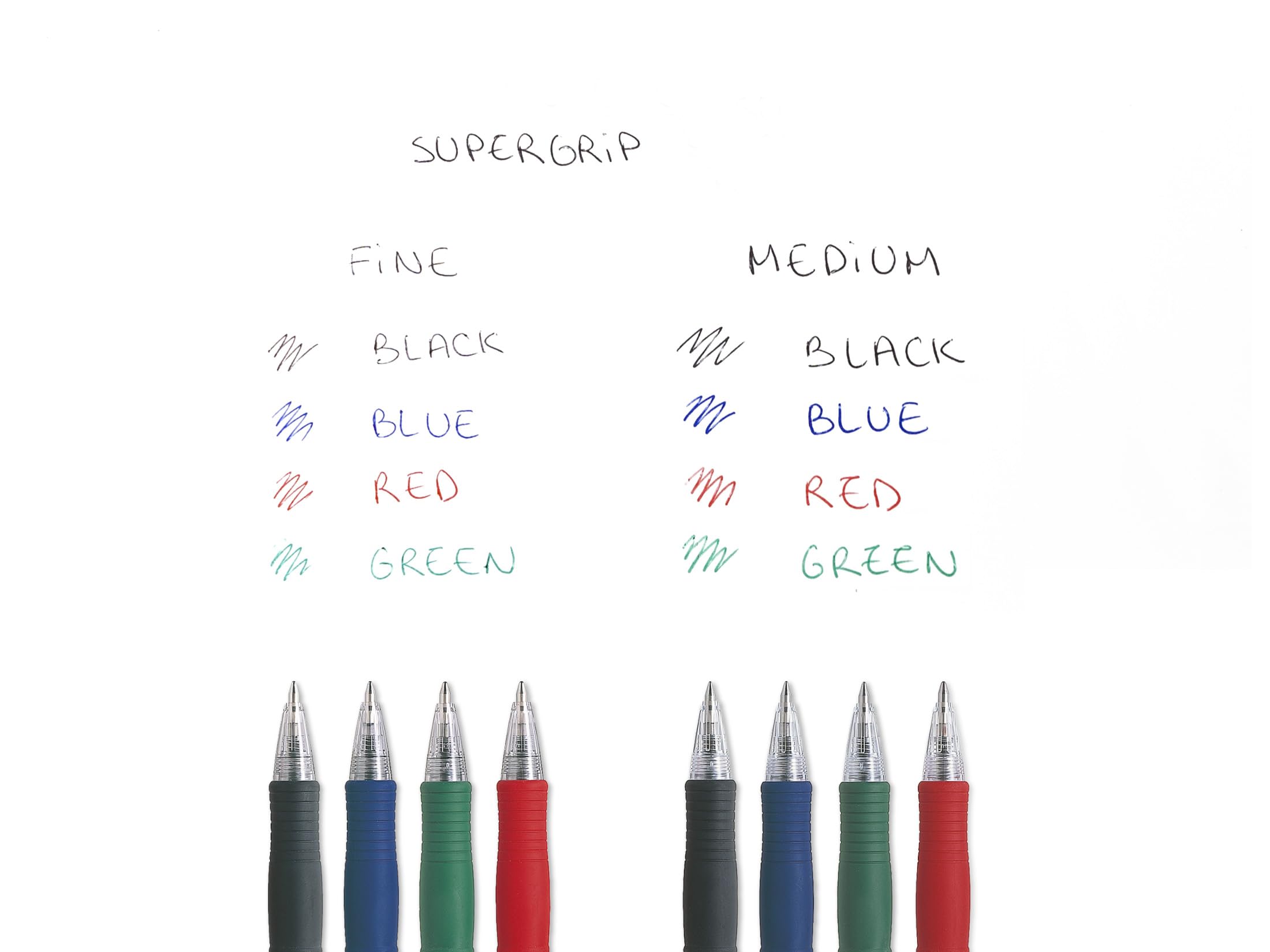 PILOT - Caja de 6 Bolígrafos Super Grip - Biros Recargables y Retráctiles - Azul - Punta Media