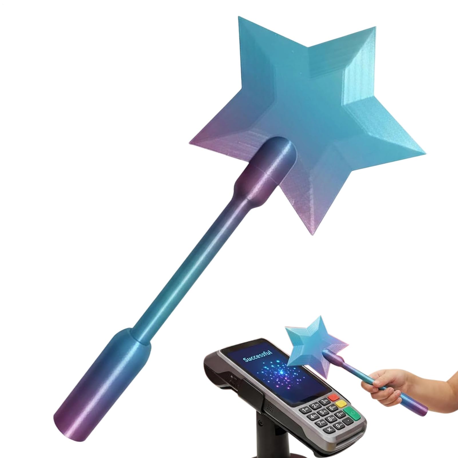 3D Printed Credit Card Wand,Star Magicial Wand Contactless Payment Card Holder,Credit Cards Magicial Wands,Taps-to-Pay For Raves Parties Pranks And Contactless Payment,Fun Functional Present For Kids