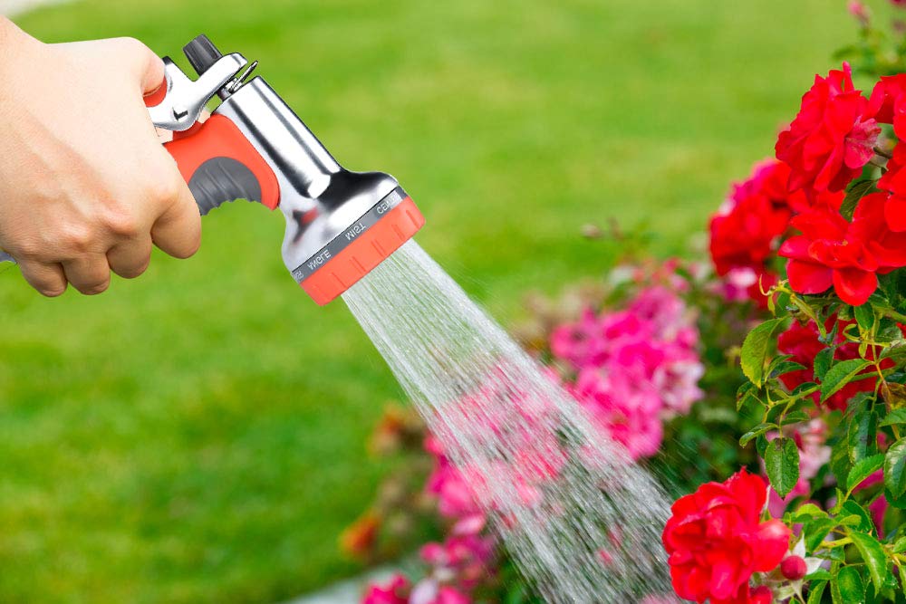 LUFENG Tuyau d’arrosage Extensible 150ft/45m, Tu yau Arrosage Rétractable à 9 Modes Pistolet d’arrosage avec Raccord en Laiton, T uya u d’eau pour Jardin Lavage de Voiture et Douches des Animaux