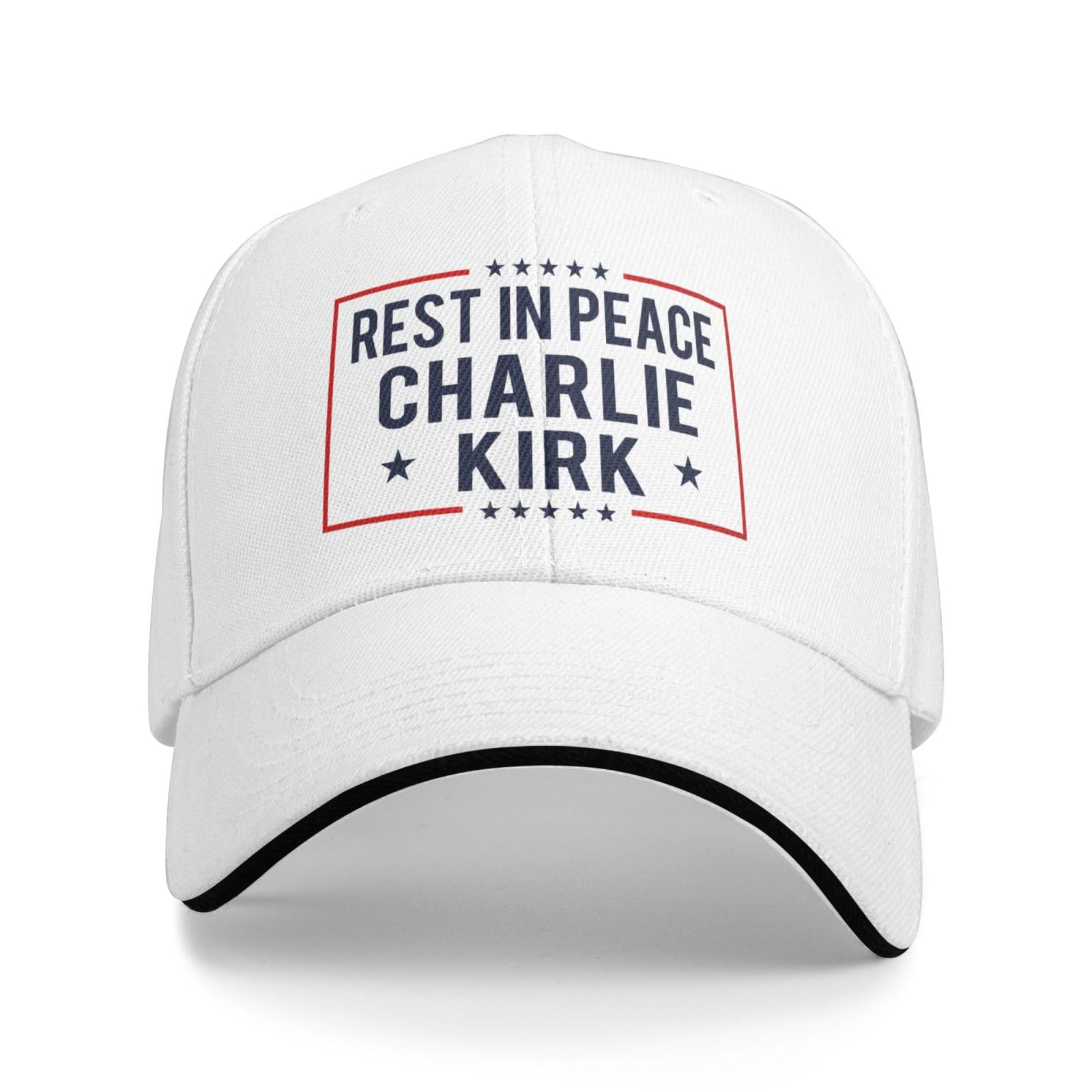 Hacxz Unisex White Rest In Peace Tribute Charlie Kirk Hats Stand With Charlie 2025 Baseball Cap