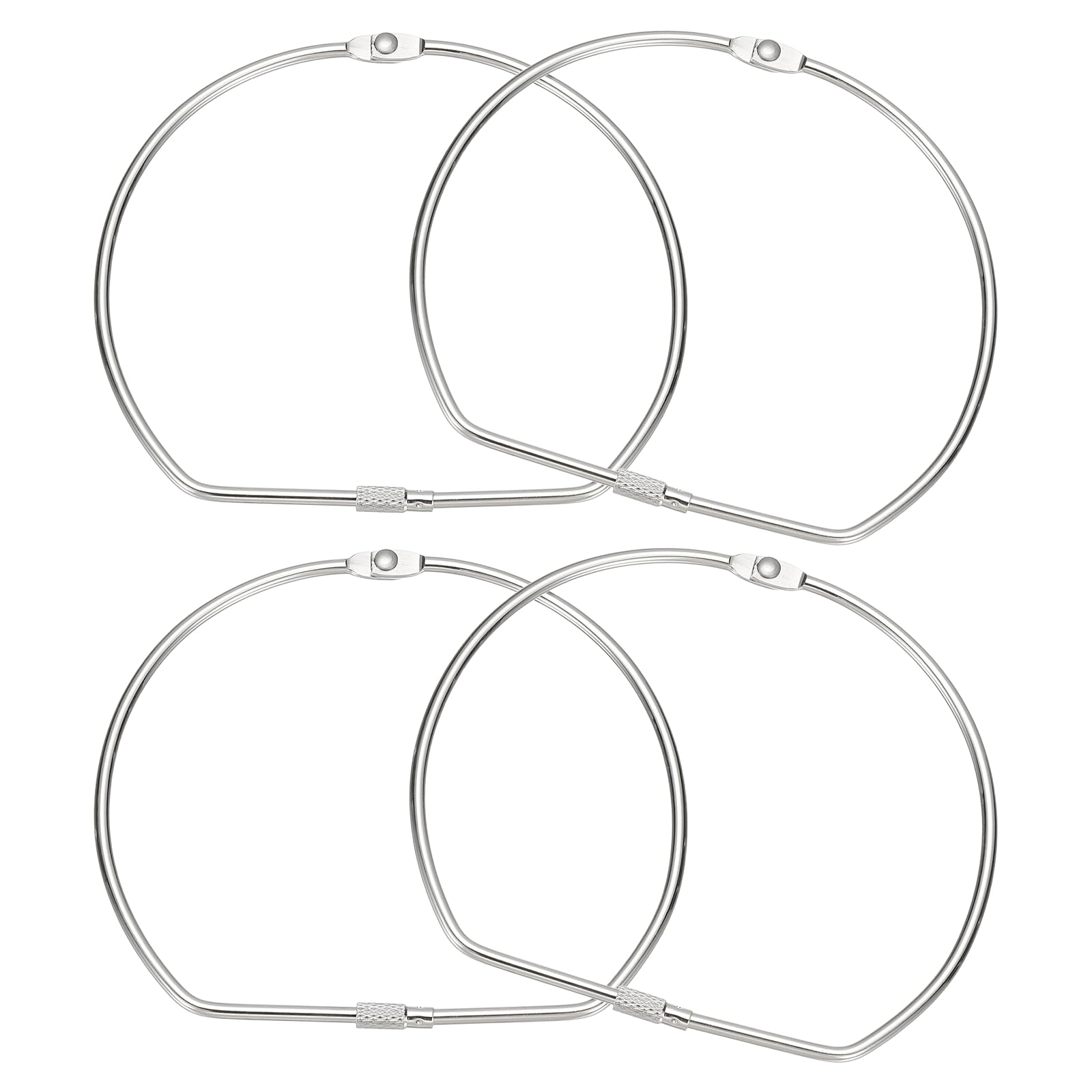 PATIKIL 4 Pcs D Shape Binder Ring, 5.2 Inch Loose Leaf Book Binder Metal Rings Washi Tape Organizer for Index Card Home Office Key Photos DIY Paper Receipts Storage Craft Supplies
