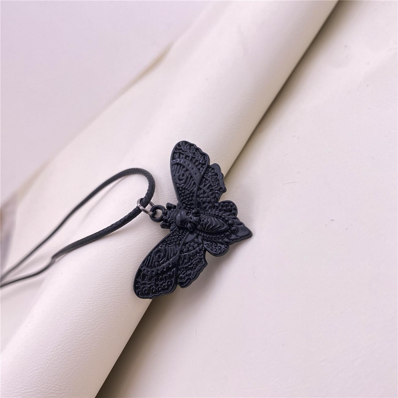 MOKAVIKY 25 Black Moth Pendant Necklace for Men Women Punk Skull Butterfly Moth Animal Necklace (Black) - Image 4