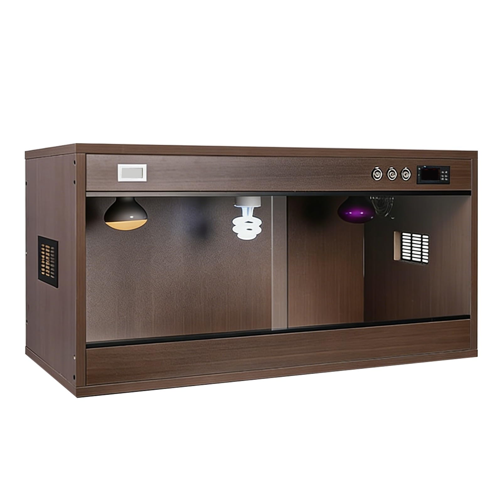 Recinto para reptiles, terrario de madera maciza y acrílico con puerta corredera y control de temperatura para múltiples reptiles