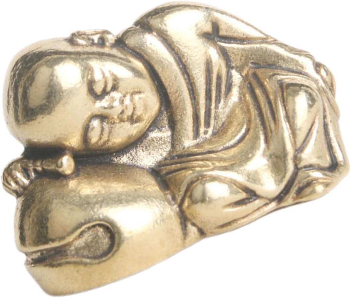 RORPOIR Brass Monk Table Decoration Mini Antique Buddha Statue