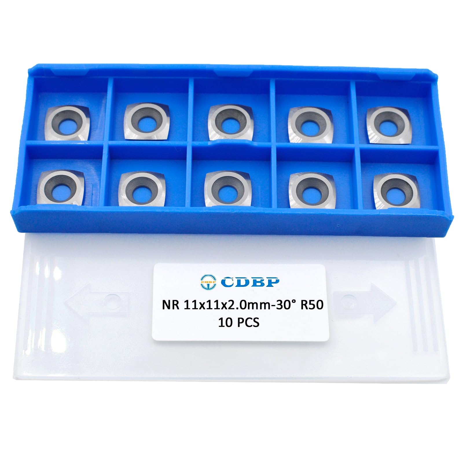 Woodturning NA 11x11x2.0mm with 2" Radius Square Carbide Insert Cutter Negative Rake Angle Replacement Blades for EWT Roughers Wood Turning Tools, 10pcs