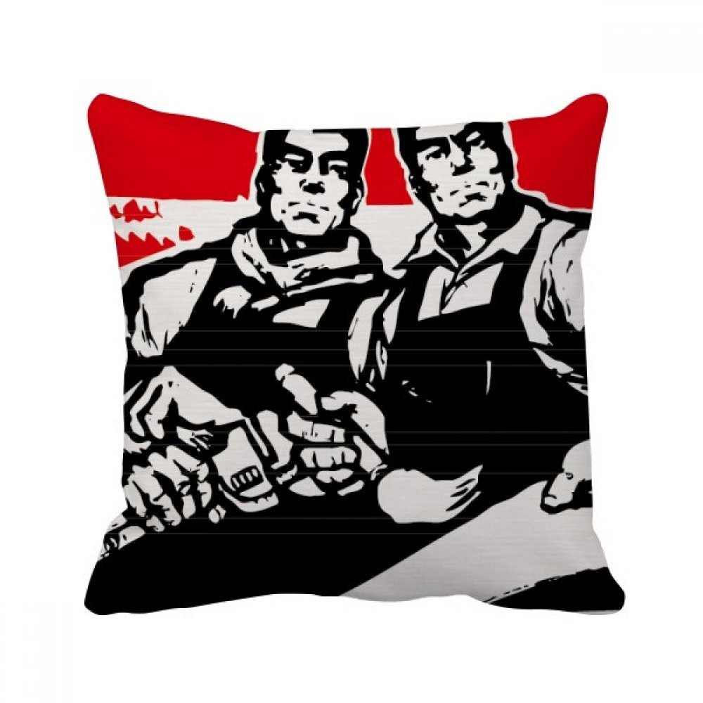 Coussin de décoration de 40x40 cm au motif de travailleur chinois par DIYthinker