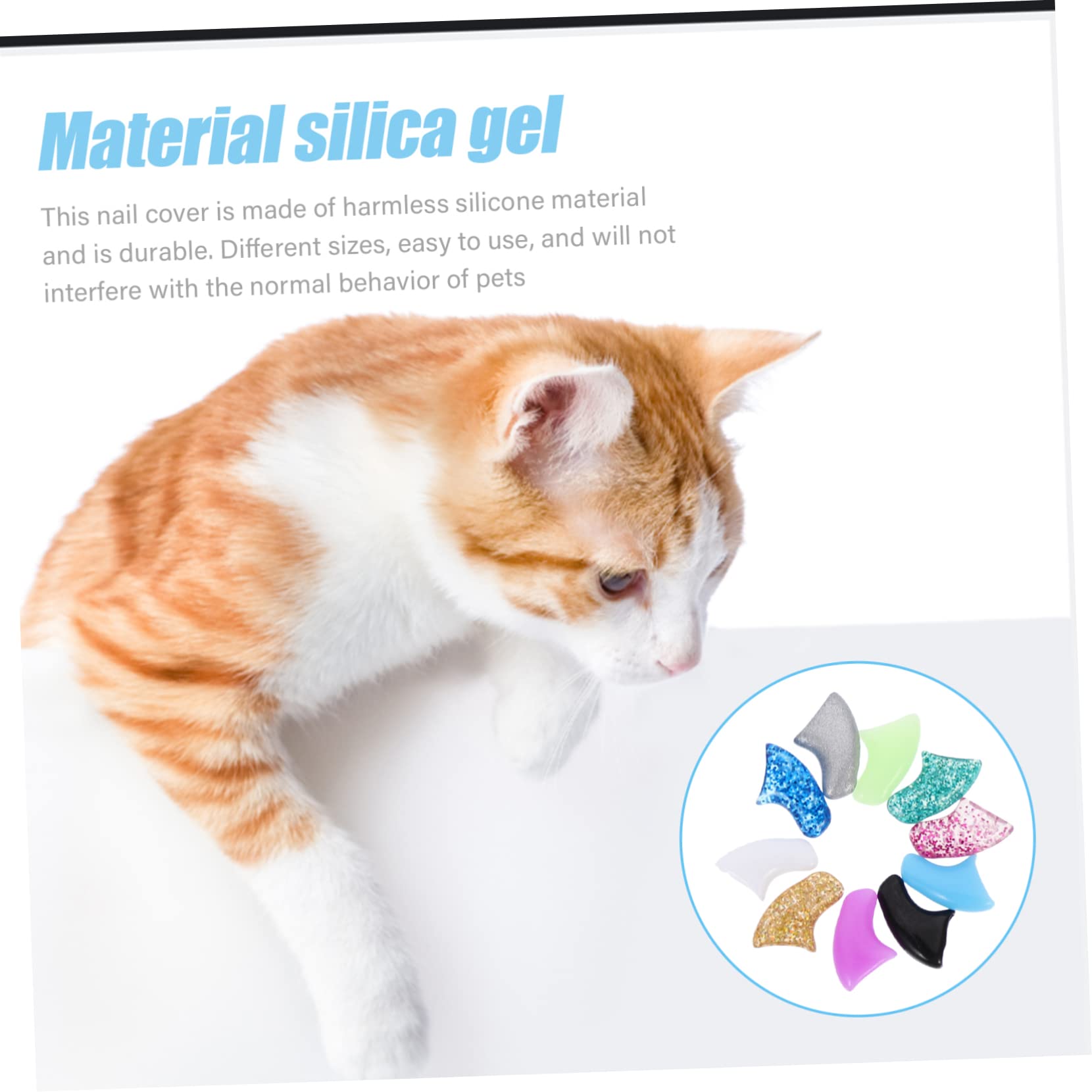 BESPORTBLE 40 Ensembles Kit D'ongles De Chat Capuchons D'ongles De Chat Colorés Chaton Accroche Les Couvre-Ongles Griffes De Chat avec De La Colle Couvre-Ongles pour Chat Gel De Silice