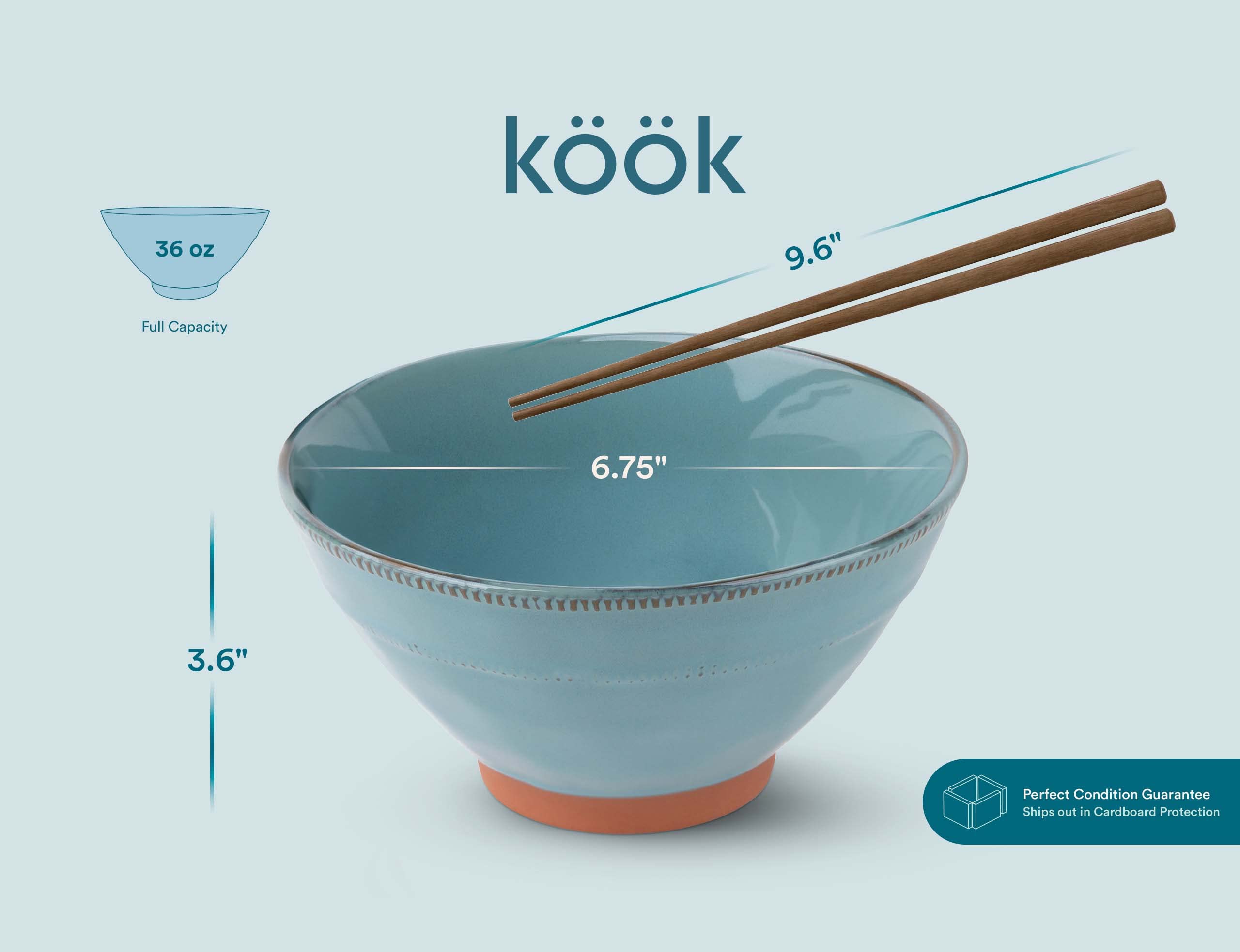 Amazon.com: KooK Ramen Bowl Set of 2, 36 oz Large Japanese