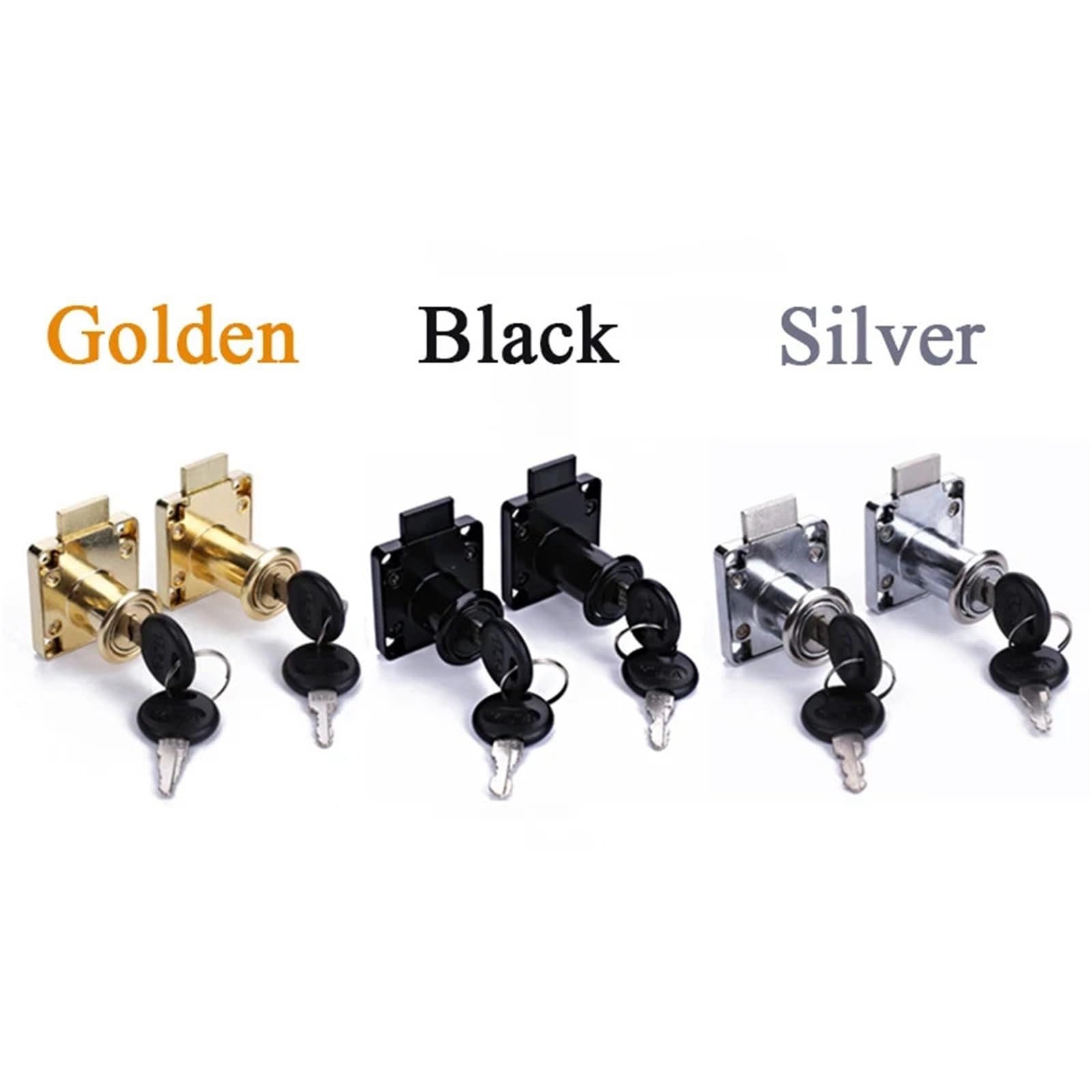 Cerradura de puerta de armario con 2 llaves para escritorio, buzón, 3 colores, 1 unidad (32 mm, negro)