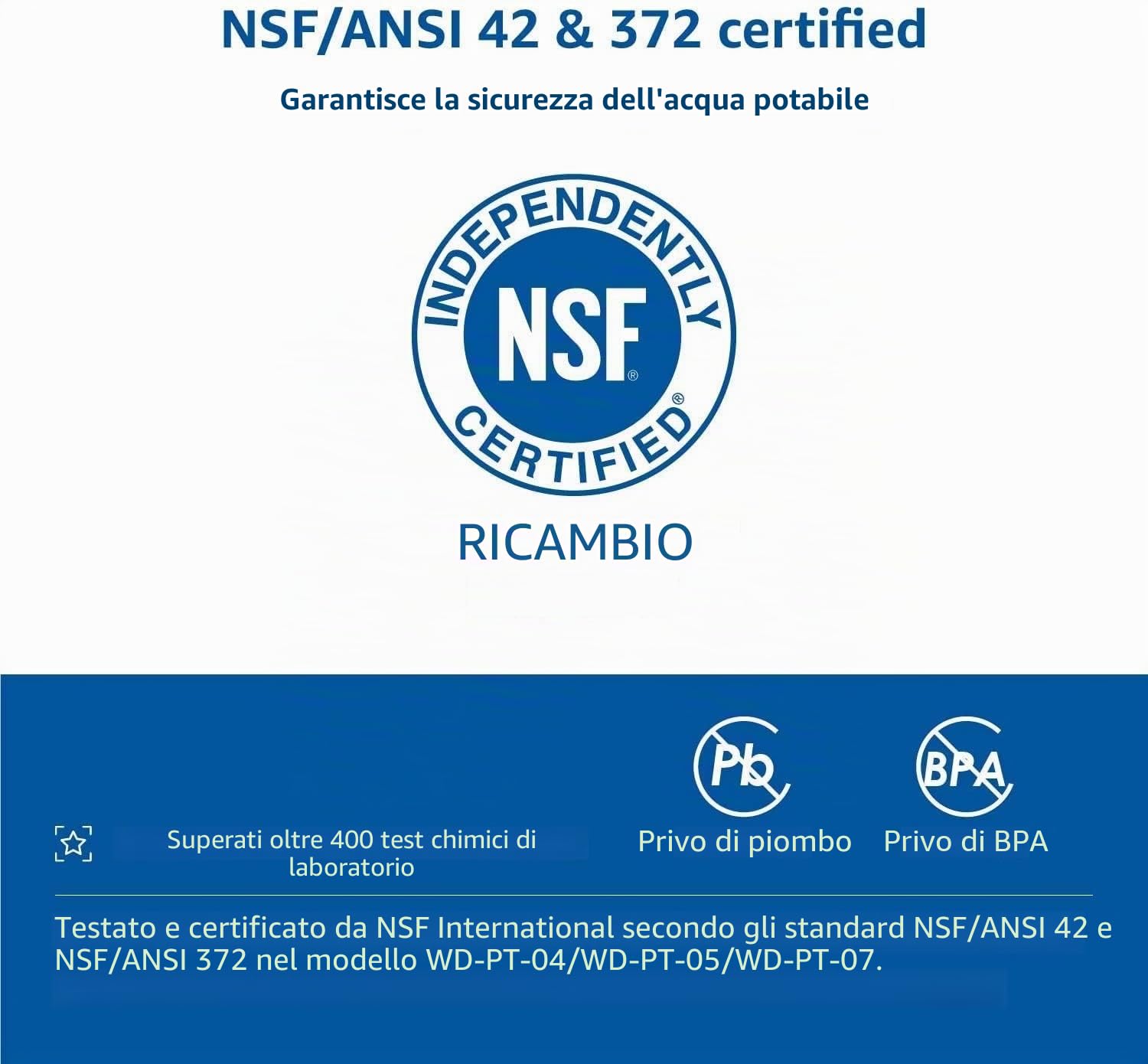 Waterdrop WD-PF-01A Plus Filtri di Ricambio Certificati NSF per Tutti i Sistemi di Filtrazione Della Caraffa Waterdrop, Durano Fino a 3 Mesi o 757 Litri (Confezione da 3)