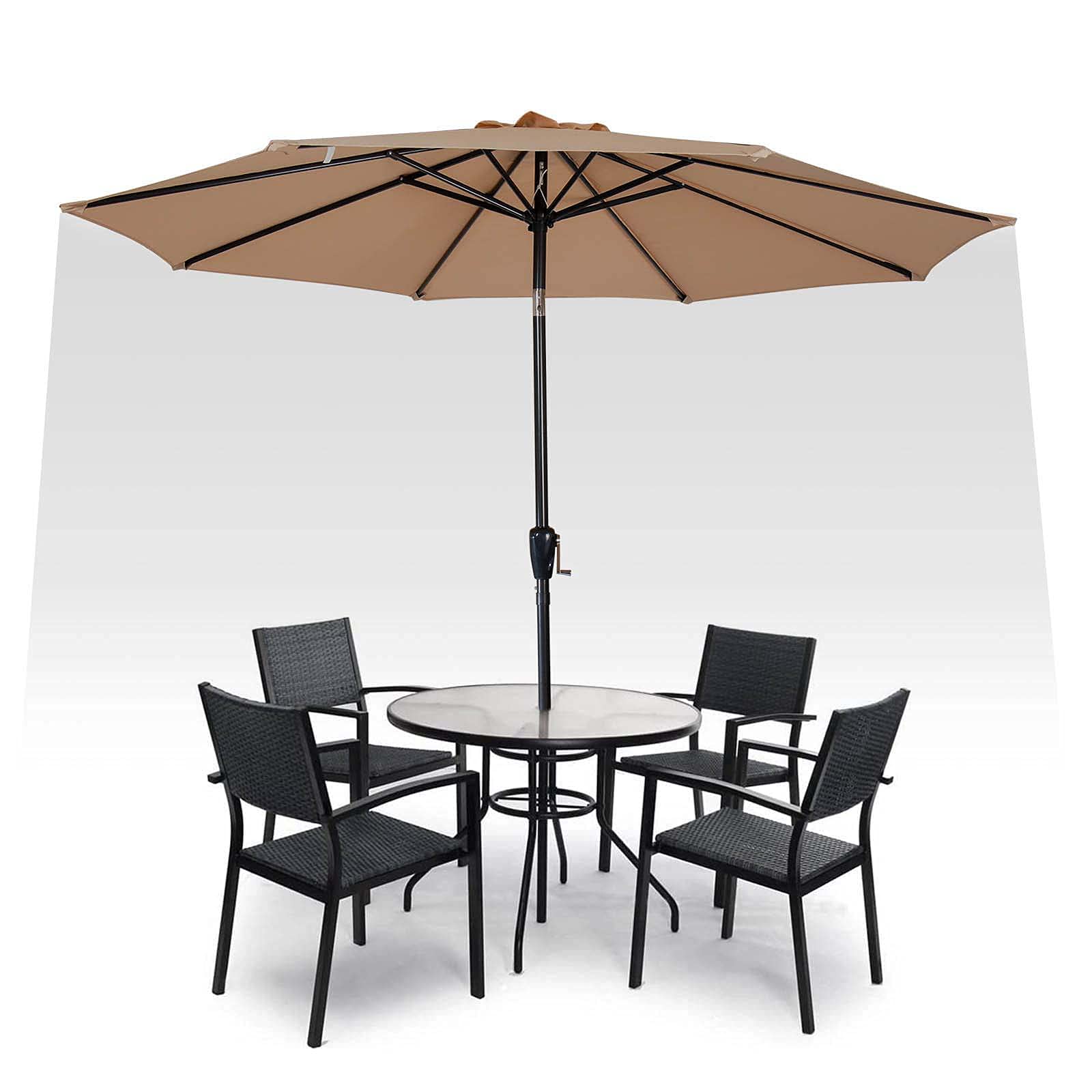 Parasol de jardín impermeable de 2.7m con manivela ajustable para terraza 8