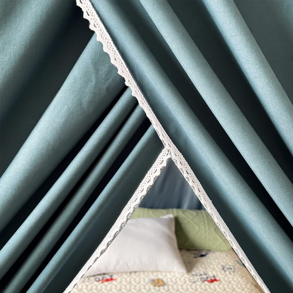Betthimmel-Vorhang im Stangentaschen-Design mit 4 Eckpfosten für Mädchen und Frauen, Verdunkelungshimmel für Erwachsene, Hochzeit, Schlafzimmer, Bettdekoration (B, voll)
