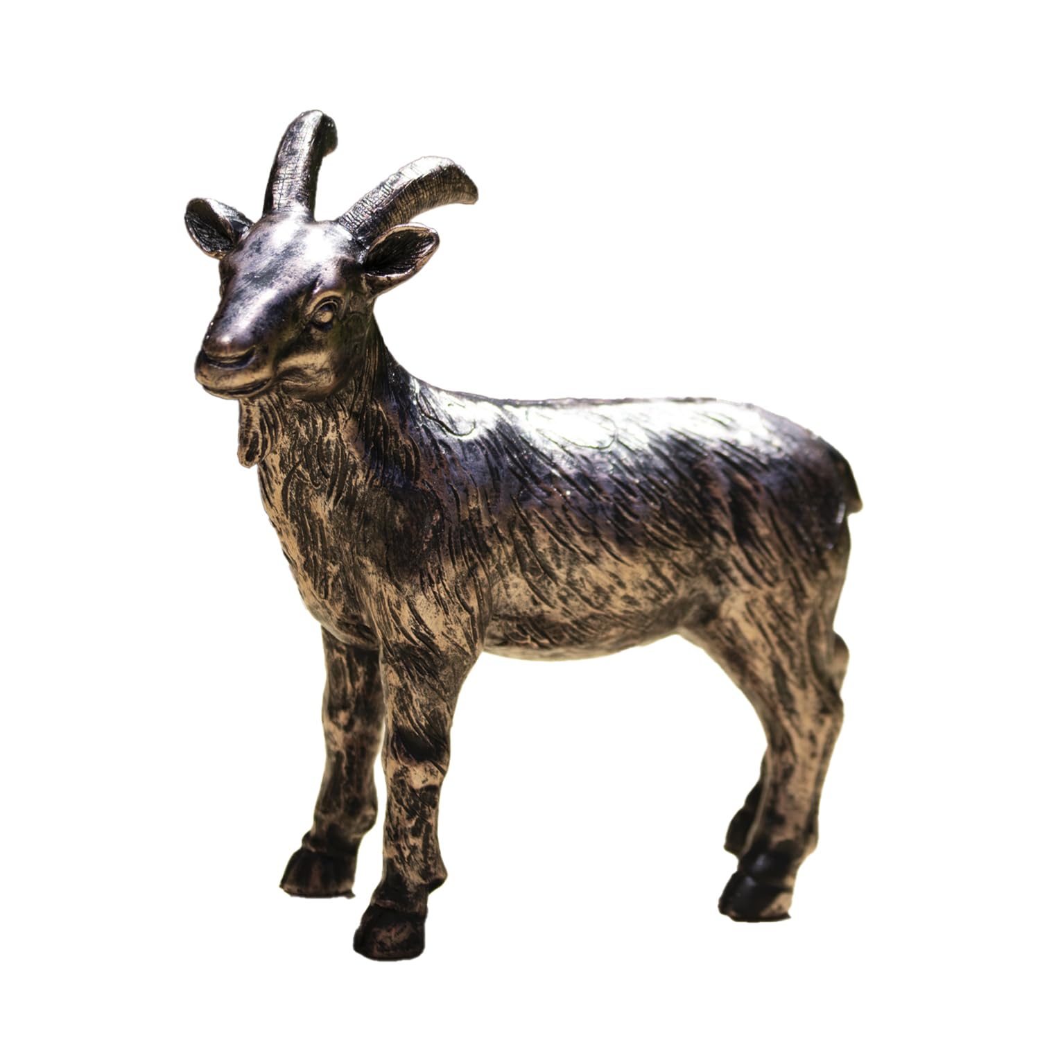Resin Goat Ornament Decoration Bronze Effect 20cm Home Garden Animal Decor Gift