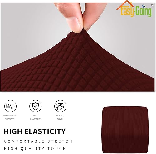 Vista 633 de Easy-Going - Funda elástica para taburete otomano, funda protectora para muebles, funda rectangular con parte inferior elástica Beige