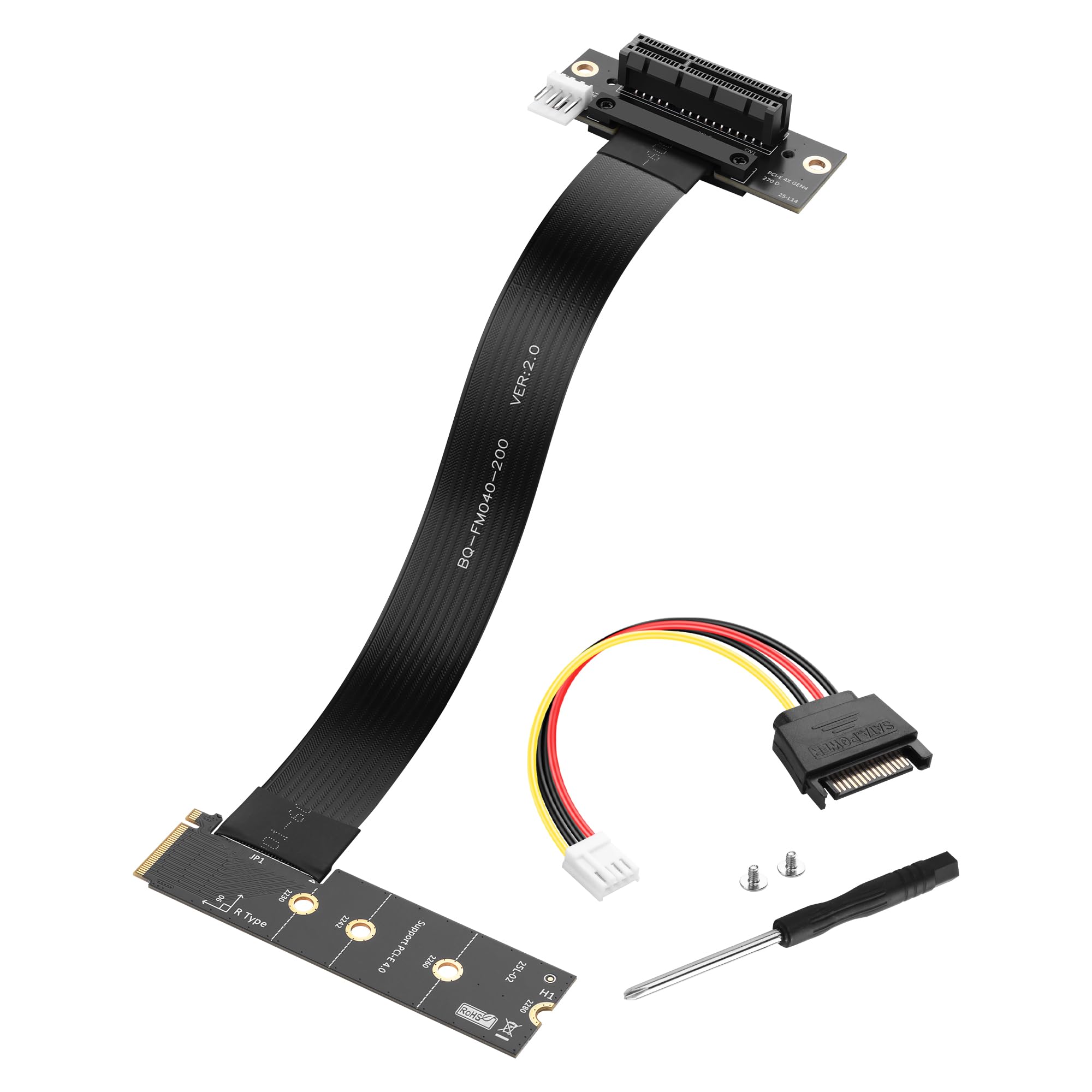 SinLoon Câble d'extension M.2 M-Key PCI-E4.0 2280 NGFF vers PCIe X4 à 90 degrés M2 vers PCI-E 4X femelle pour M2 2230