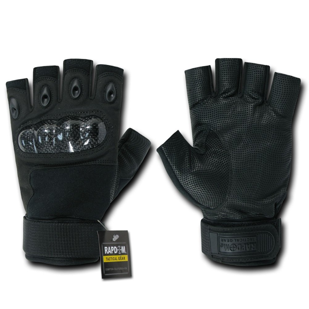Rapdom Tactical Half Finger Knuckle Glove, Black, X-Large