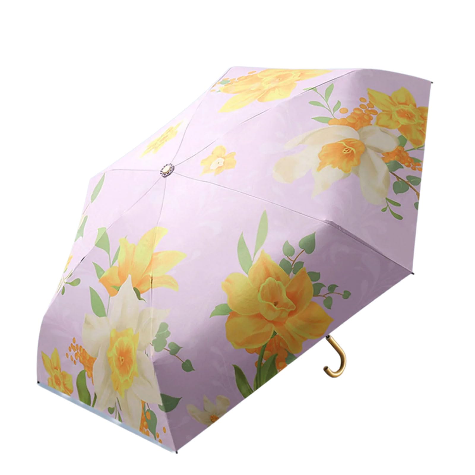 Yhplxyuus Portable 5 Fold Umbrella Sun Sunshade Folding Umbrella for Both Rain and Sun with Handle Women Gift