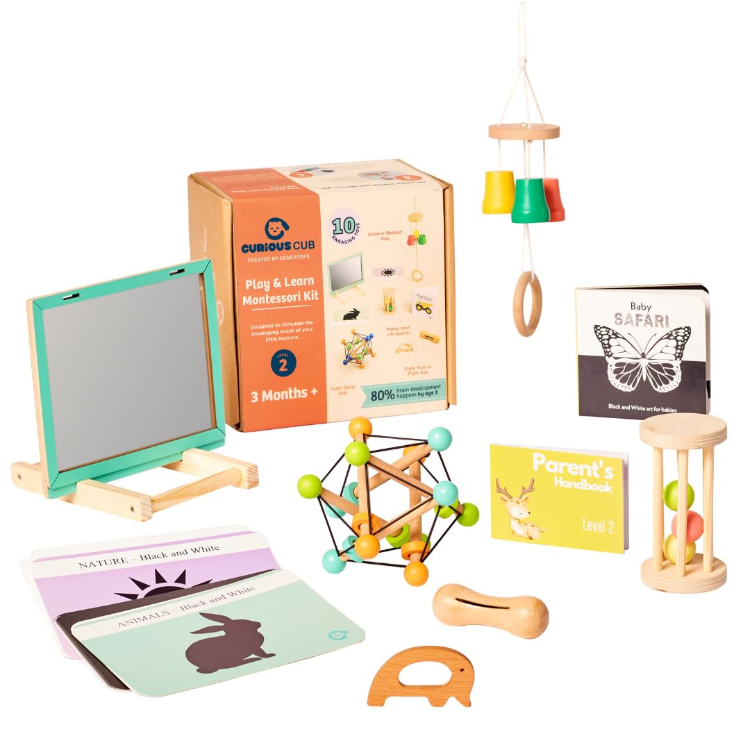 Sponsored Ad - Montessori Learning Wooden Toys | Box 2: 3+ Months | Montessori Toys| Sensory Learning Toy | Educational Toys| New Born Baby Play Set | Ideal Christmas Gift for Toddlers