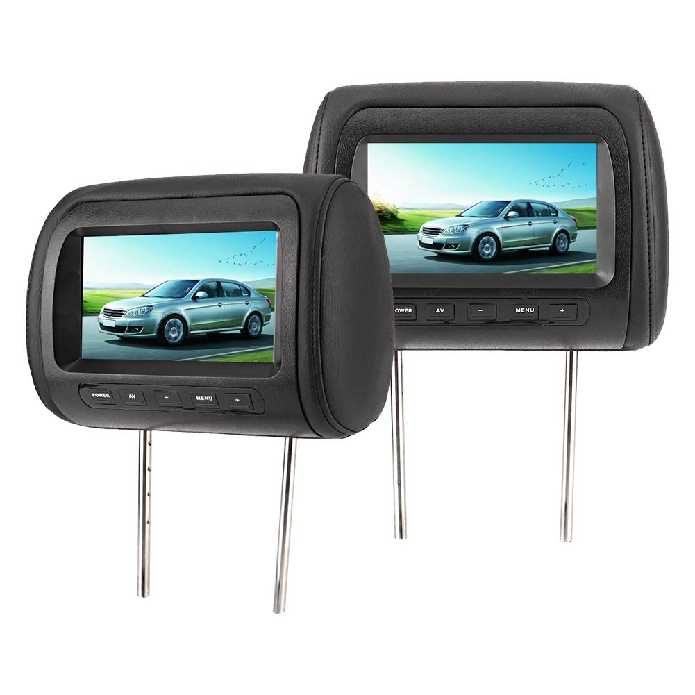 Lecteur de Voiture, 2 Pièces 7 Pouces avec Contrôle sans Fil, Appui-tête Réglable, Lecteur Vidéo LCD, écran MP5, Noir