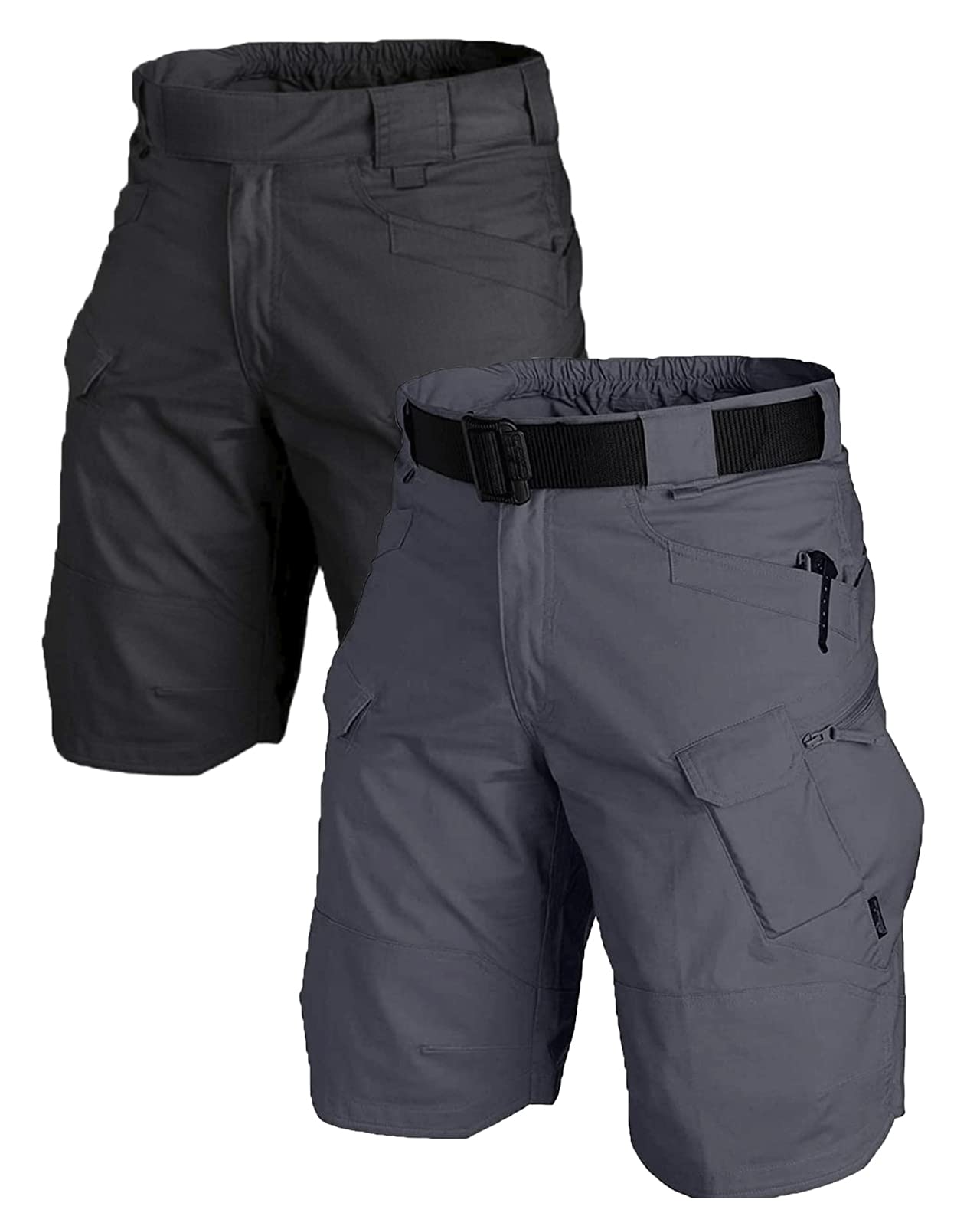 AUTIWITUA Waterproof Tactical Men's Shorts, Outdoor, Lightweight, Quick Dry, Breathable, Hiking, Fishing, Cargo Shorts, black/grey, 3XL