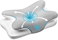 Vista 8 de Almohada cervical para el cuello, almohadas ergonómicas de espuma viscoelástica para aliviar el dolor de cuello con funda de almohada transpirable