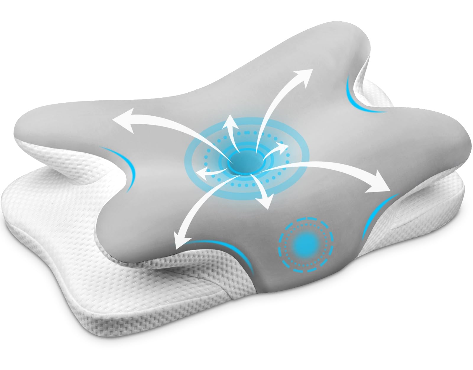 Ehomfory Memory Foam Pillow for Sleeping, Ergonomic Contour Side Sleeper Pillows for Adults, Cooling Neck Pillow for Side Back Stomach Sleepers (Silver)